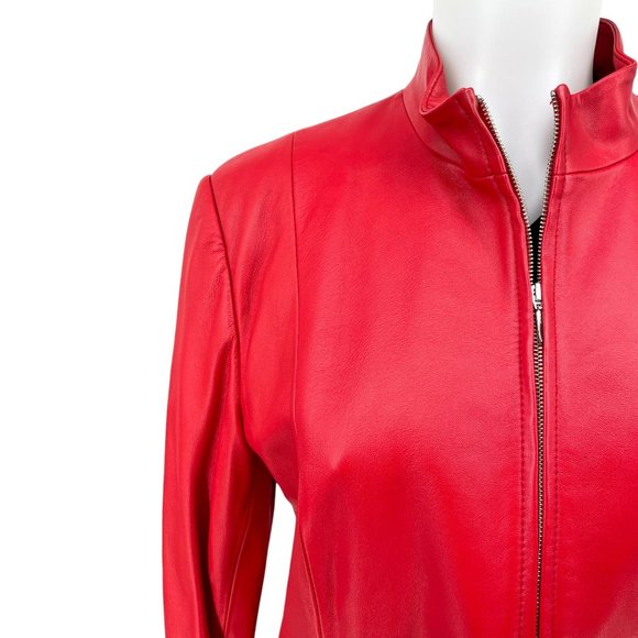 Pendleton Red Leather Jacket / 1990s Y2K Zip Front Soft Leather Blazer / Med 10 - Picture 1 of 9